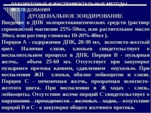 Мало желчи при дуоденальном зондировании